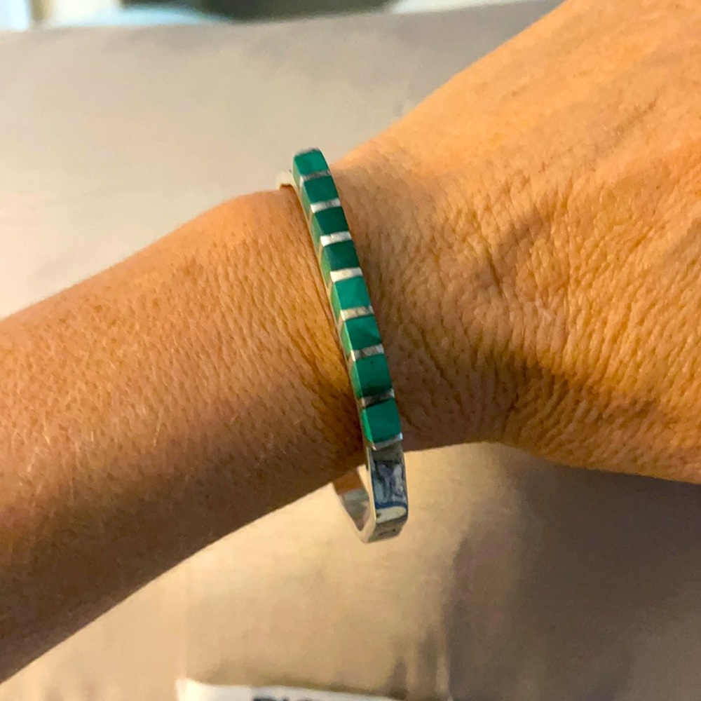 Silver 925 & green turquoise bangle